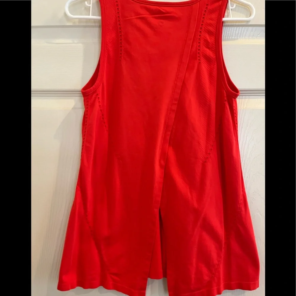 ATHLETA red tank with open stitch accents - Picture 4 of 6